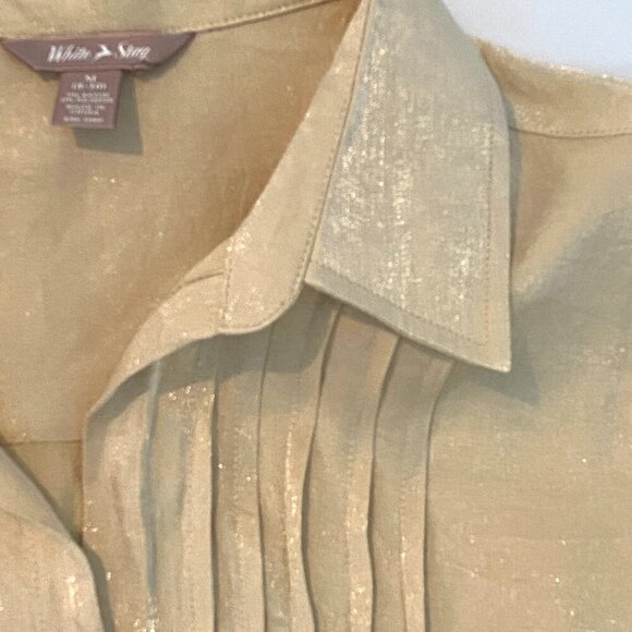 White Stag gold shimmer blouse Womens Medium holidays date night feminine - Picture 5 of 8